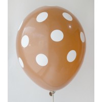 Brown - White Polkadots Printed Balloons